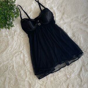Seductive Wear by Cinema Etoile – Black Lace Sexy Lingerie Nightgown – Size M